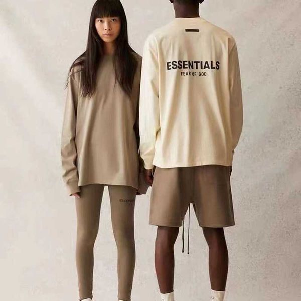 

mens hoodies essentialss fashion woman's sweatshirt season high multi thread glue pressing letter oversize loose long sleeve t-shirt fa, Black