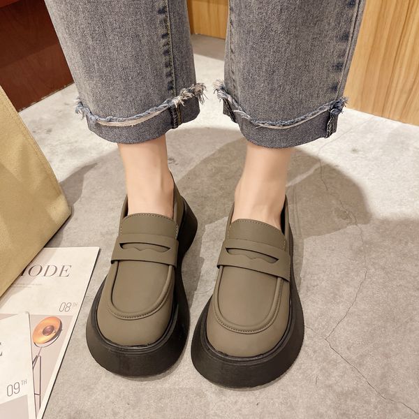 

dress shoes brand design autumn chunky heel platform loafers for women patent leather square toe women s 221118, Black
