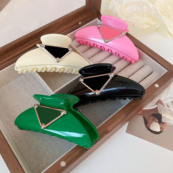

delicate triangle designer hairpins women hair grab clips temperament candy color clip barrettes with box, Golden;silver