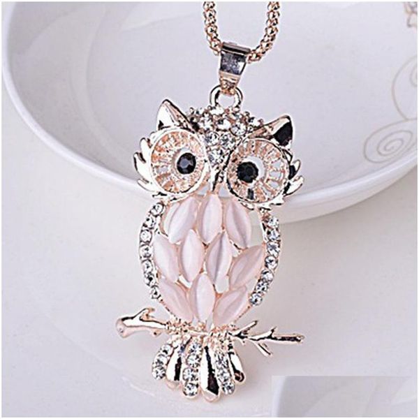 

pendant necklaces new arrival long sweater necklace charming bordered women lady girl owl pendant clothing jewelry accessories drop dhaok, Silver