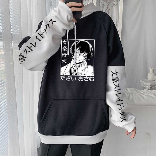 

men's hoodies sweatshirts anime bungo stray dogs kawaii clothes dazai osamu cosplay women sweatshirt harajuku manga print winter warm o, Black