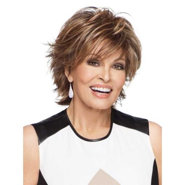 

women's wigs short hair curled out mixed brown gold intermediate color, Black