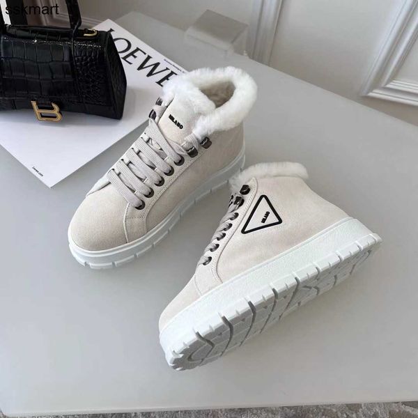 

dress shoes family ada designer snow boots triangle genuine sheepskin fur integrated casual shoes warm thick soled muffin cotton shoes runni, Black