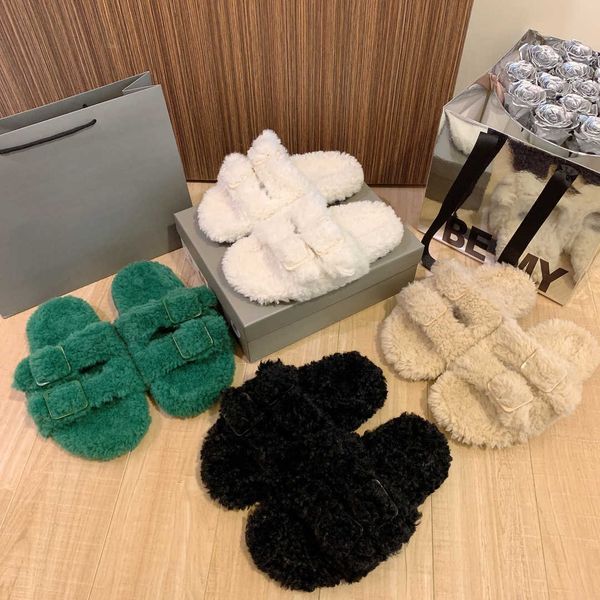 

women's furry slide sandal slippers mallorca recycled faux shearling fleece teddy fur ladies designer luxurys winter wool slides cosy 2, Black