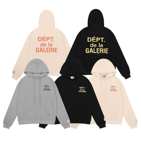 

galleryes designer hip hoodies hop quality original autumn and winter cracked letter print men's women's sweater, Black