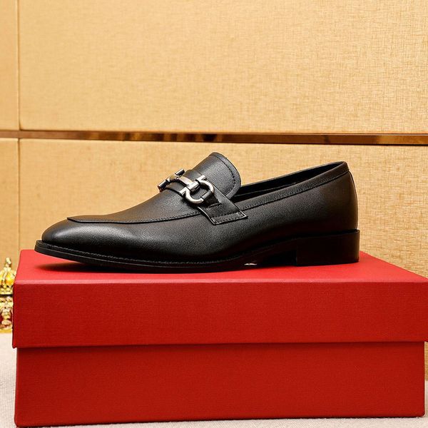 

2022 men formal dress shoes casual breathable genuine leather oxford shoes brand business wedding flats size 38-45 mkjkkk0002, Black