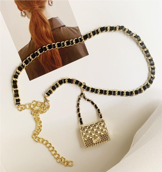 

trend fashion ceinture femme luxury designer waist chain belt bag can opened for jeans dress elegant aesthetic accessories 2203219317302, Black;brown