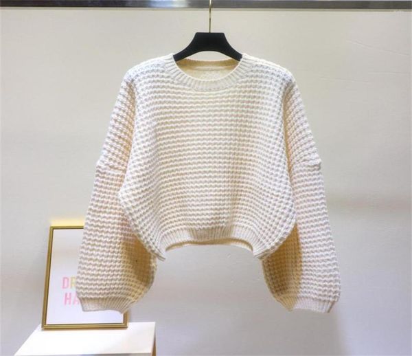 

women039s sweaters autumn winter knitted sweater women candy color harajuku style short korean version oneck long sleeve jumpe7361216, White;black