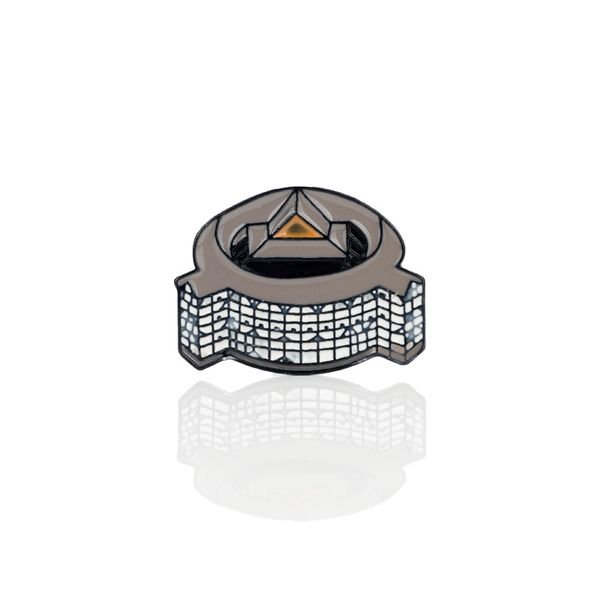 

final battle enamel brooch headquarters building shape oil dripping cartoon brooch badge, Blue