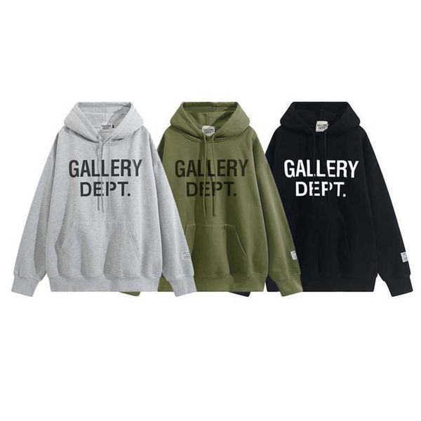 

hoodies hop galleryes designer hip 22ss basic letter print loose street men's and women's plush, Black