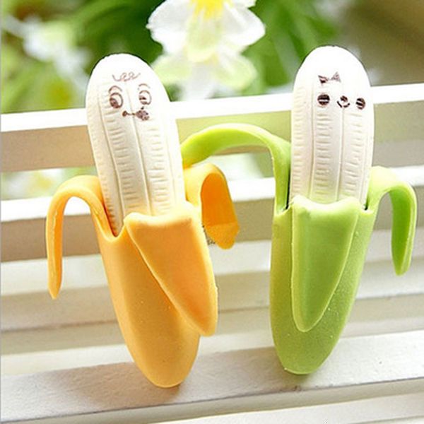 Erasers Mini Banana Detachable Rubber Pencil Eraser Fruit Stationery Products for Kids Students School Office Supplies 221118