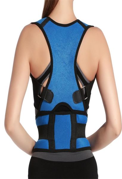

adjustable back posture corrector brace support belt clavicle spine back shoulder lumbar posture correction4414565, Black;blue
