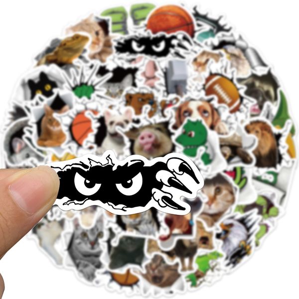 

50pcs 3d animal stickers non-random for car bike luggage sticker lapskateboard motor water bottle snowboard wall decals kids gifts