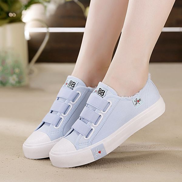 

dress shoes sneakers canvas shoes for women fashion solid hook loop vulcanize girls zapatillas mujer c288 221118, Black
