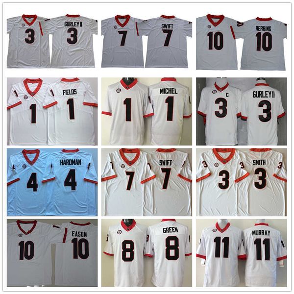 

ncaa college football jerseys 1 fields michel 3 smith gurley 4 mecole hardman 7 d andre swift matthew stafford 8 aj green stitched jersey, Black