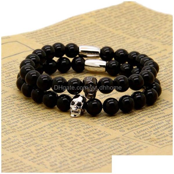 

charm bracelets fashion jewelry wholesale micro pave black cz faceted mix colour skl with 8mm a grade onyx stone beads tube mens bra dhsf4, Golden;silver