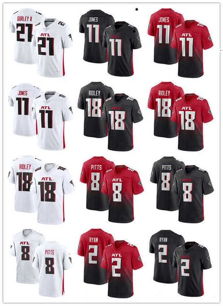 

football jerseys men women atlanta''falcons''jersey 11 julio jones 8 kyle pitts 21 todd gurley 2 matt ryan ii 18 calvin&, Black;red