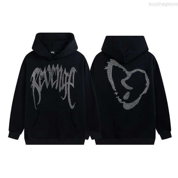 

hoodie for men reveal cotton venge designer brand 2022 autumn revenge heartbreak drill loose plush hooded sweater men's other high stre, Black