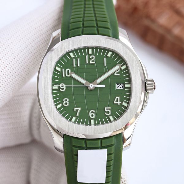 

Designer Men's Watch Khaki Green Square Dial 40mm 5168G Arabic Digital Luminous Rubber Band Sapphire Crystal Glass Folding Buckle Automatic Mechanical Watch, Waterproof