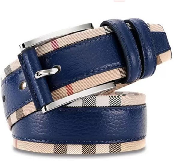 

new luxury genuine leather belt for men and women fashion pin buckle plaid belt cowhide designer belts2020246, Black;brown