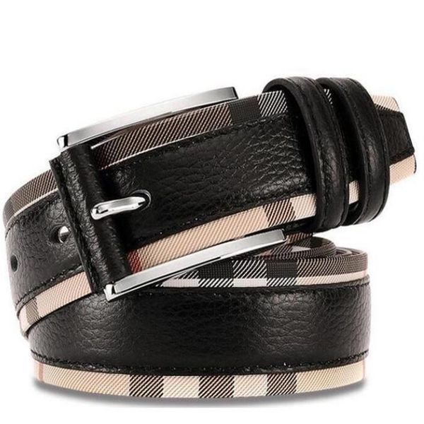 

2021 luxury genuine leather belt for men and women fashion pin buckle plaid belt cowhide designer belts220h, Black;brown