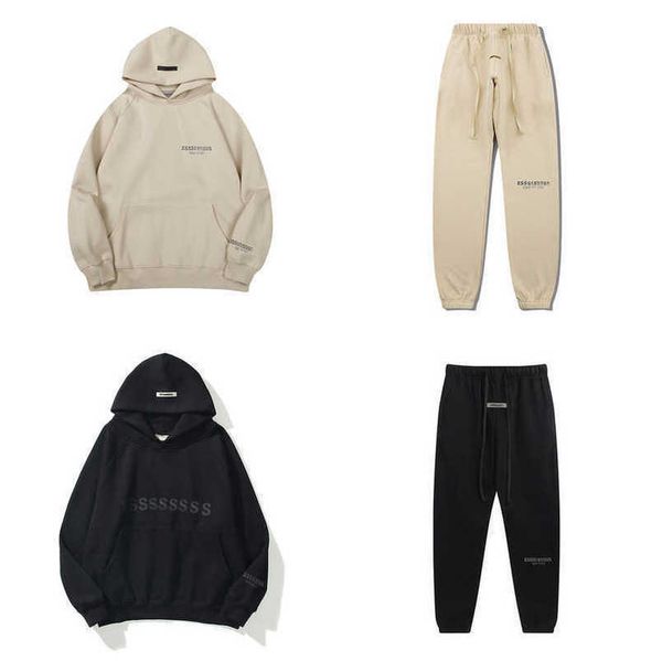 

luxury fashion men's tracksuits sweatshirts letter essss hoodies men women sportswear pants suit hooded sweater casual pullover couple, Black