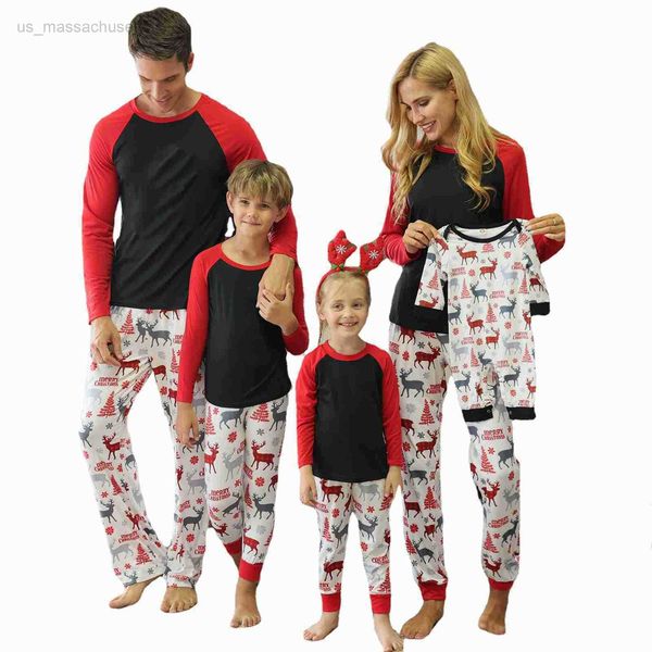 

family matching outfits christmas home wear father son printed suit mother daughter parent-child yy0004 l221108, Blue