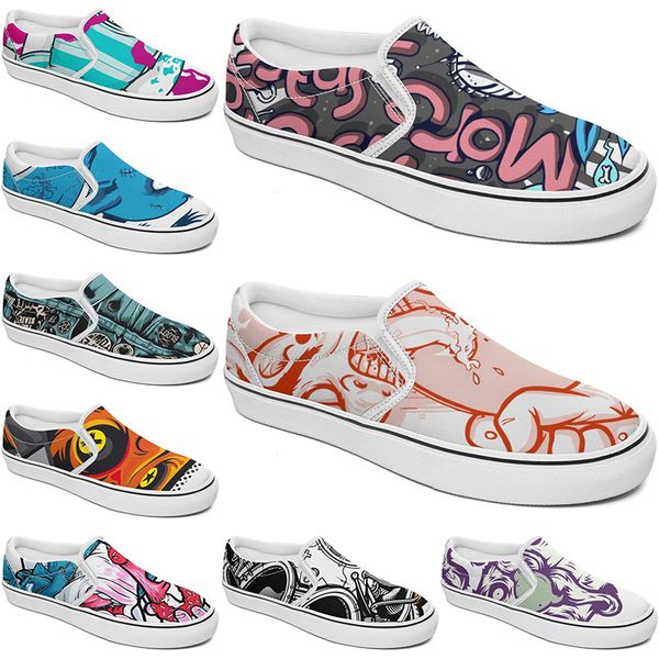 

slip-on canvas fashion summercustom shoe shoes customized sneakers men women blue red green classic custom comfortable low platform sneaker, Black