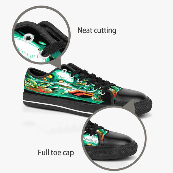 

custom shoes classic canvas low cut skateboard casual triple black accept customization uv printing low mens womens sports sneakers breathab