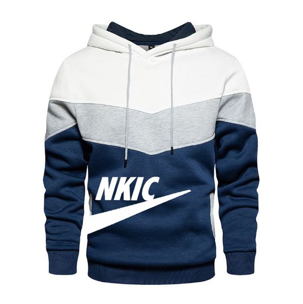 

brand men tracksuits sweatshirts long sleeve autumn winter casual spliced sweatshirt hooded teen outdoor sport jogging sweater, Black