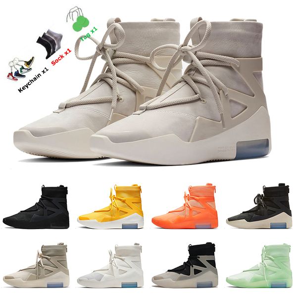 

2023 authentic fear king shoe 1 boot of god men women outdoor shoes fog string the question light bone oatmeal black yellow sports sneakers, White;red