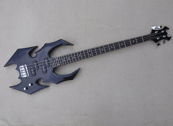 

4 strings black unusual electric bass guitar with rosewood fretboard 27 frets customizable