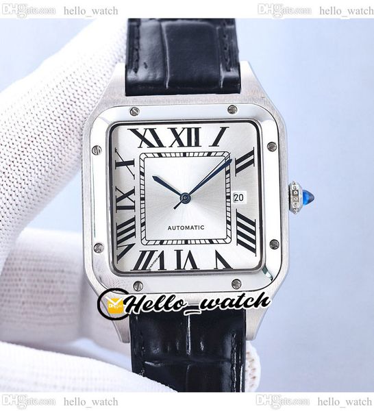 

twf wssa0040 miyota 8215 automatic mens watch white dial roman markers steel case black leather strap santo 39.5mm date new gents watches he, Slivery;brown