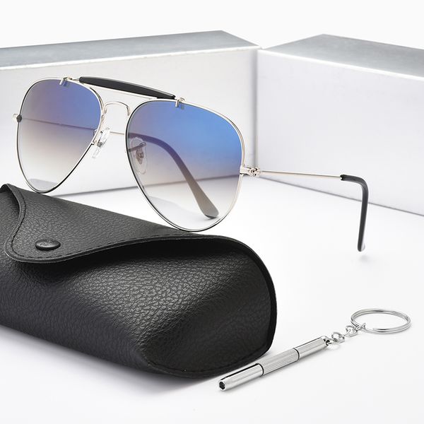 

2022 luxury outdoorsman style designer sunglasses for men glasses uv400 polarized shades double bridge frame pilot 3029, White;black
