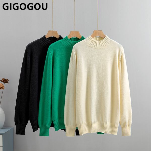 

womens sweaters gigogou cashmere warm women pullover autumn winter knitted soft jumper fashion loose lady wool 221118, White;black