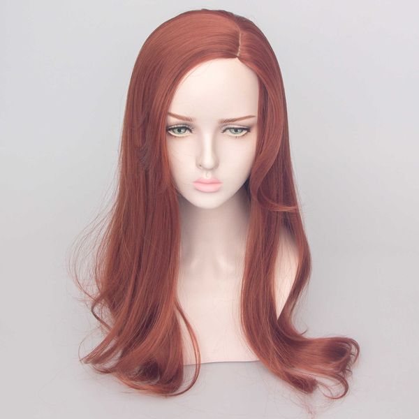 

women's wigs female harajuku orange long curly hair side differentiated fiber set, Black