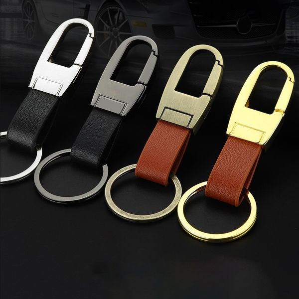 

high-grade real leather keychains classic design three colors car key chain for gift, Silver