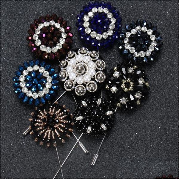 

pins brooches pins brooches fashion men brooch flower lapel pin 4cm suit boutonniere 8 colors button broochers beads handmade drop dhqys, Gray