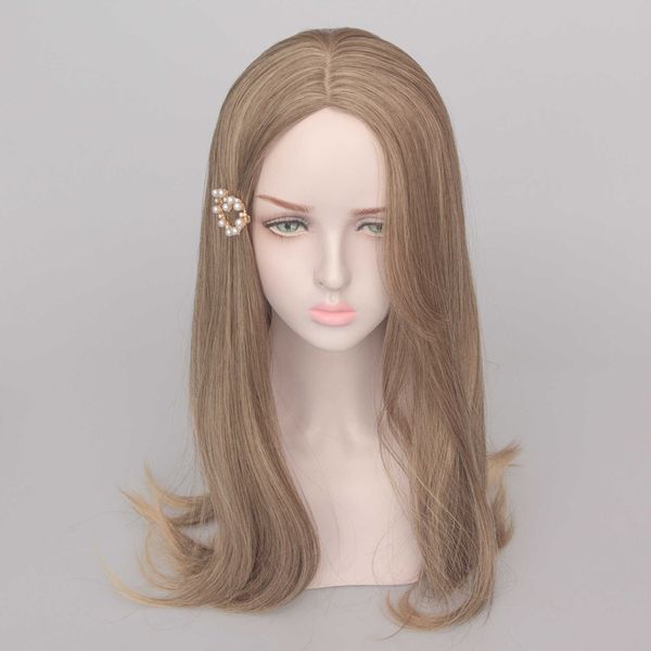 

women's wigs high temperature silk headset female rose inner net medium gth curly hair, Black