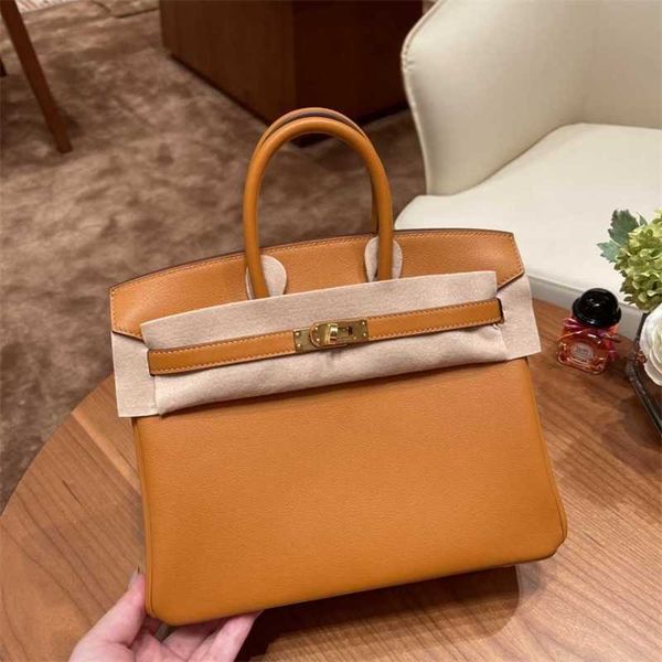 

herme birkin bags hand sewn bk25 toffey sugar gold button genuine leather portable large capacity ayw