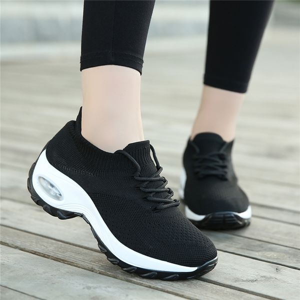 

height increasing shoes women chunky sneakers breathable walking outdoor leisure 221118, Black;white