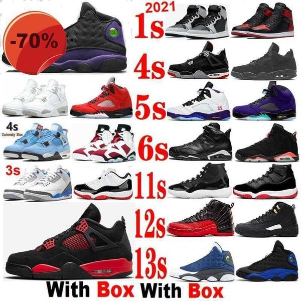 

2022 utility black 12s fire red thunder 4s basketball shoes court purple 13s hand crafted 1s raging bull 5 white cement lightning with box
