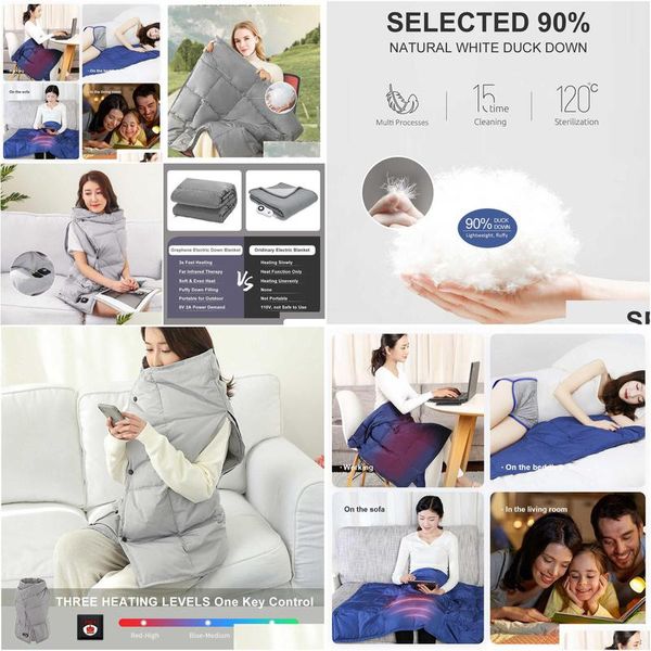 

others apparel heating blanket electric heated usb charge 3 in1 portable drop delivery apparel dhy7l, Black;white