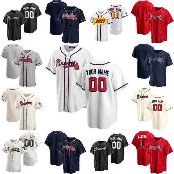 

2022 baseball jerseys custom jersey atlanta''braves''mens women youth 5 freddie an 13 ronald acuna jr. 1 ozzie albies 7, Blue;black