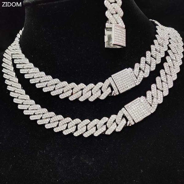 

hip hop rhombus cuban chain iced out bling necklace men women 15mm width chains hiphop crystal necklaces fashion jewelry 221224, Silver