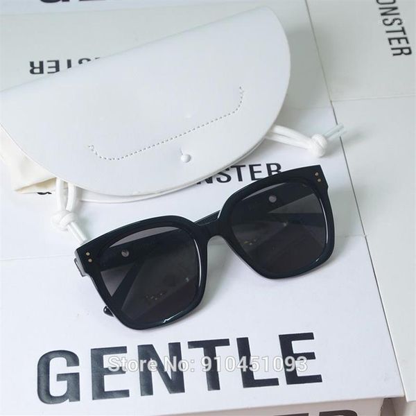 

sunglasses 2021 fashion korea brand square polarized uv400 jennie gentle kuku monster for women men with case1211u, White;black