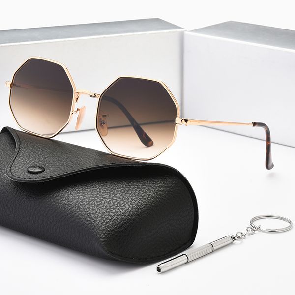 

2022 designer polygon sunglasses for women gradient brown mirror lens brand punk sun glasses vintage metal frame trendy shades 1972, White;black