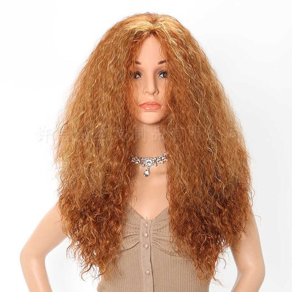 

women's wigs fashionable ffy explosive head headcover with long hair and small curly rose net, Black