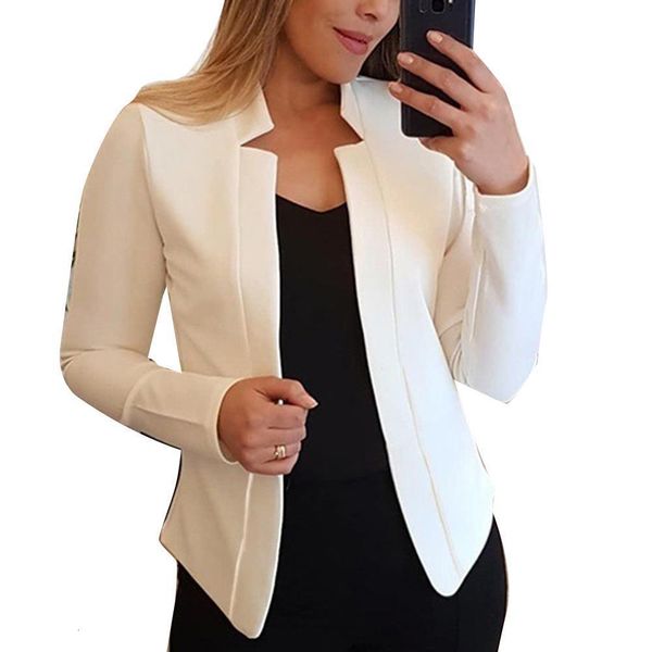 

womens suits blazers fall fashion women solid color long sleeve stand collar slims fit blazer coat clothing 221117, White;black