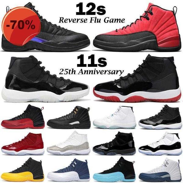 

11 11s 25th anniversary bred concord 45 space jam men basketball shoes 12 12s indigo game royal reverse flu game mens women sports sneakers, Black